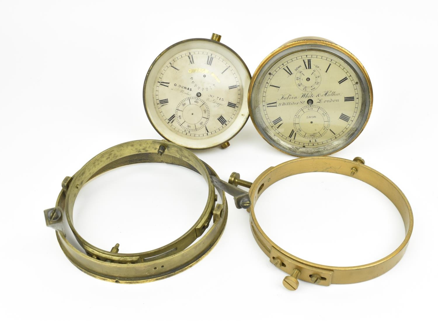 Marine chronometer parts to include a Kelvin White & Hutton part chronometer numbered 5898 with 4"