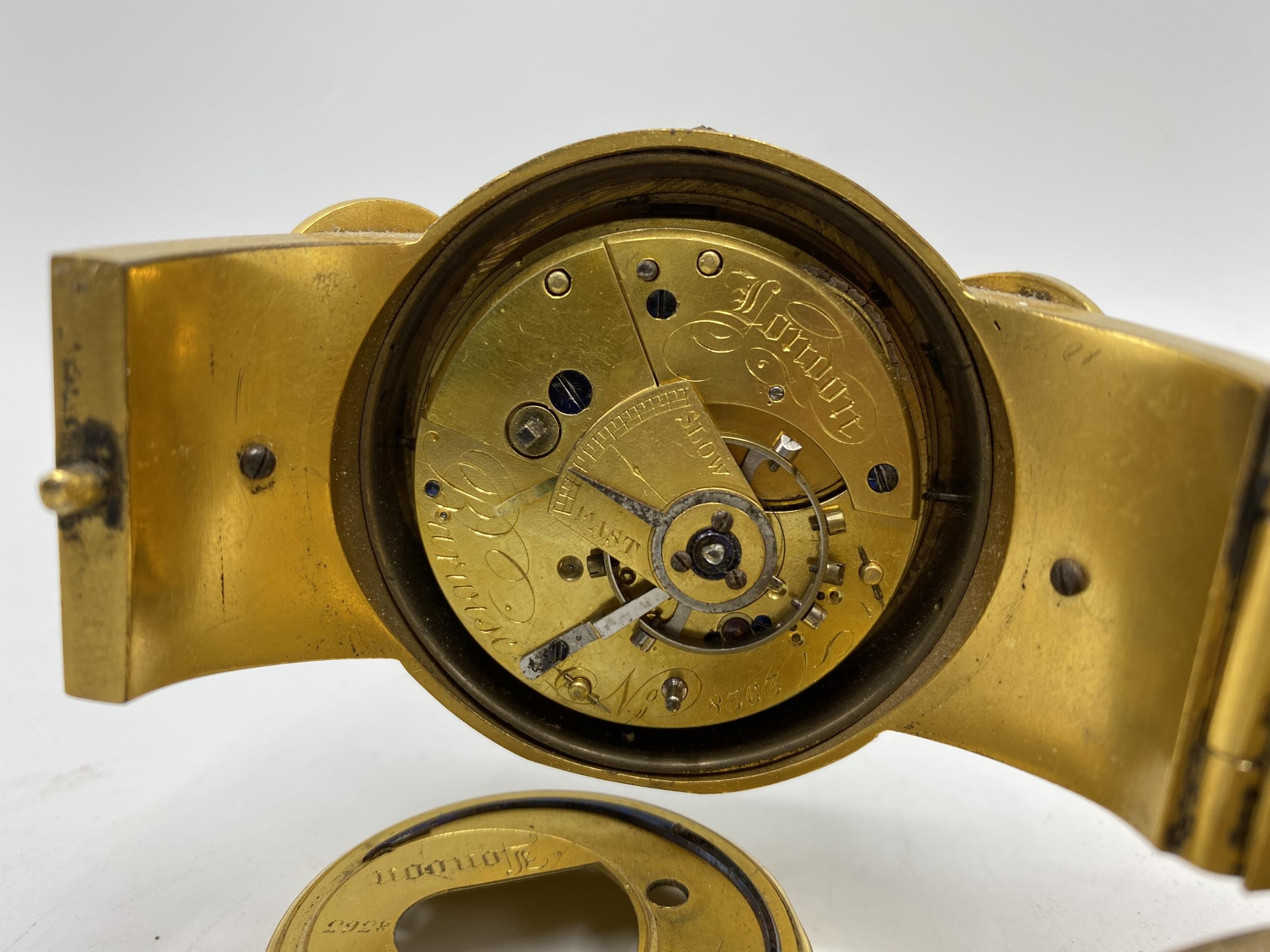 A late 19th century French unusual clock fashioned as a wristwatch, the dial and movement signed ' - Image 7 of 7