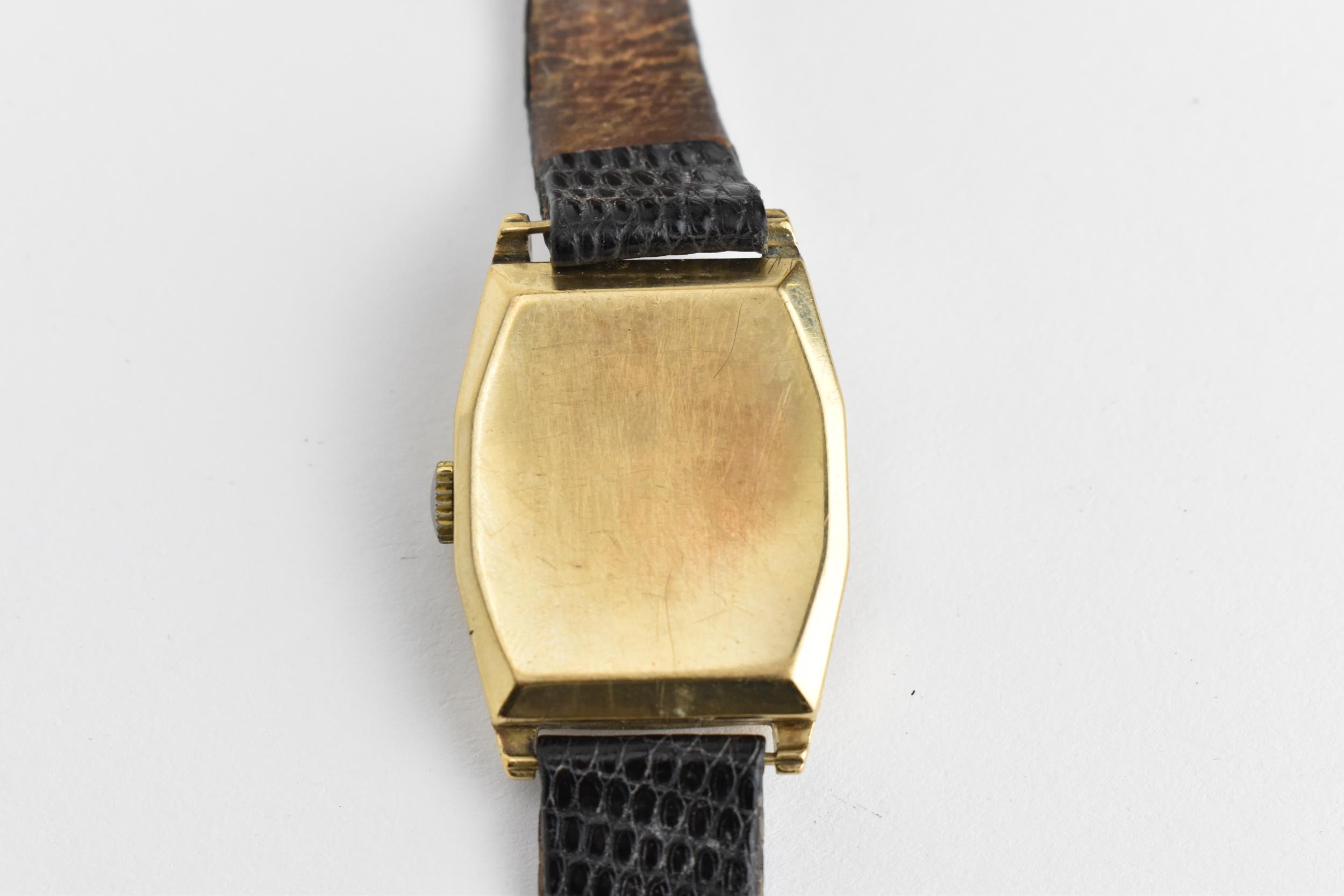 An early 20th century J.W Benson, London 9ct gold cased wristwatch with rectangular dial having - Image 3 of 6