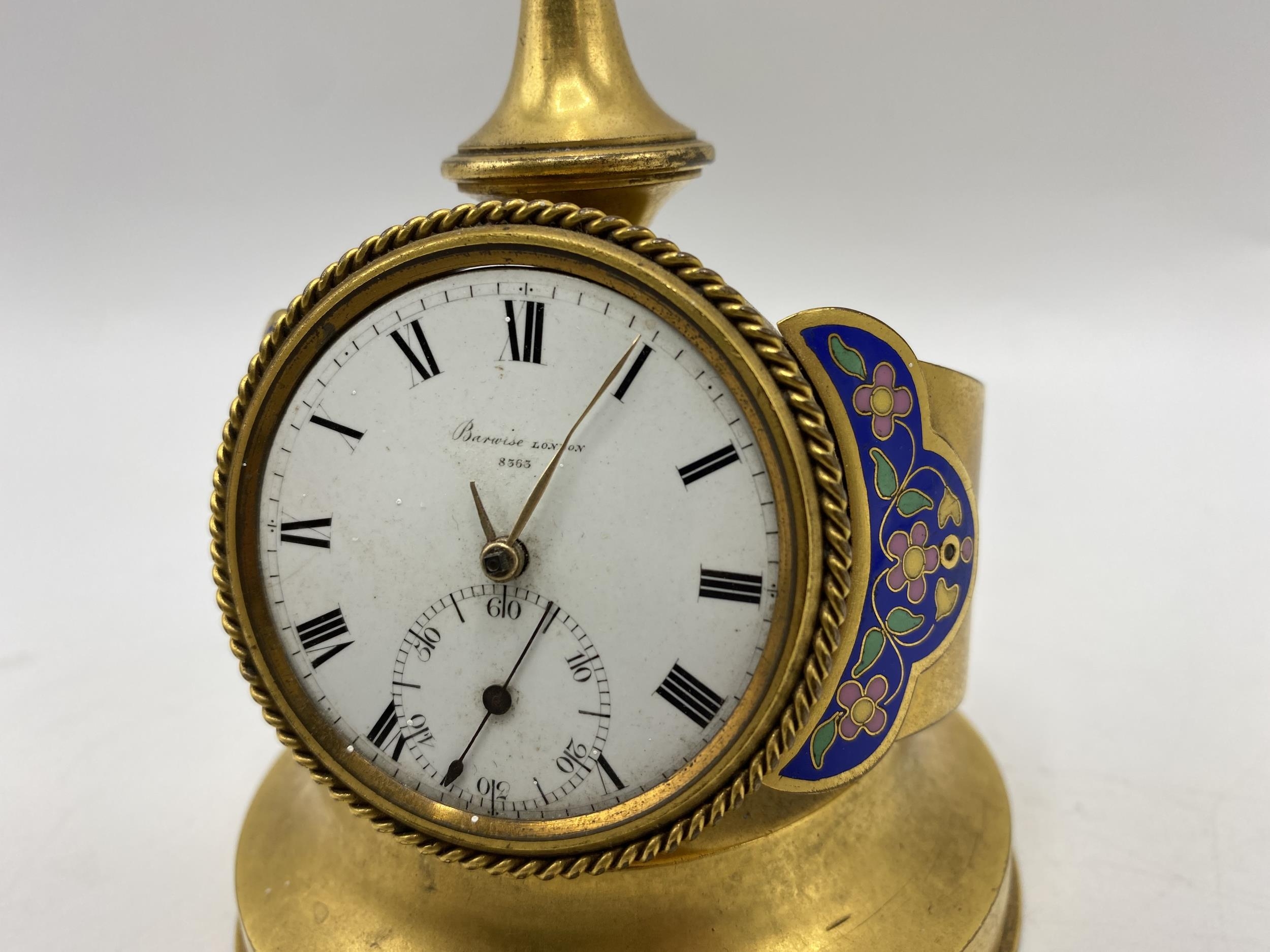 A late 19th century French unusual clock fashioned as a wristwatch, the dial and movement signed ' - Image 2 of 7