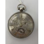 A Victorian silver cased open faced lever pocket watch having a silvered dial with machine turned