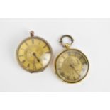 A pair of late 19th/early 20th century key-wound open faced pocket watch to include an engine turned