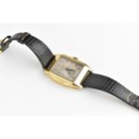 An early 20th century J.W Benson, London 9ct gold cased wristwatch with rectangular dial having