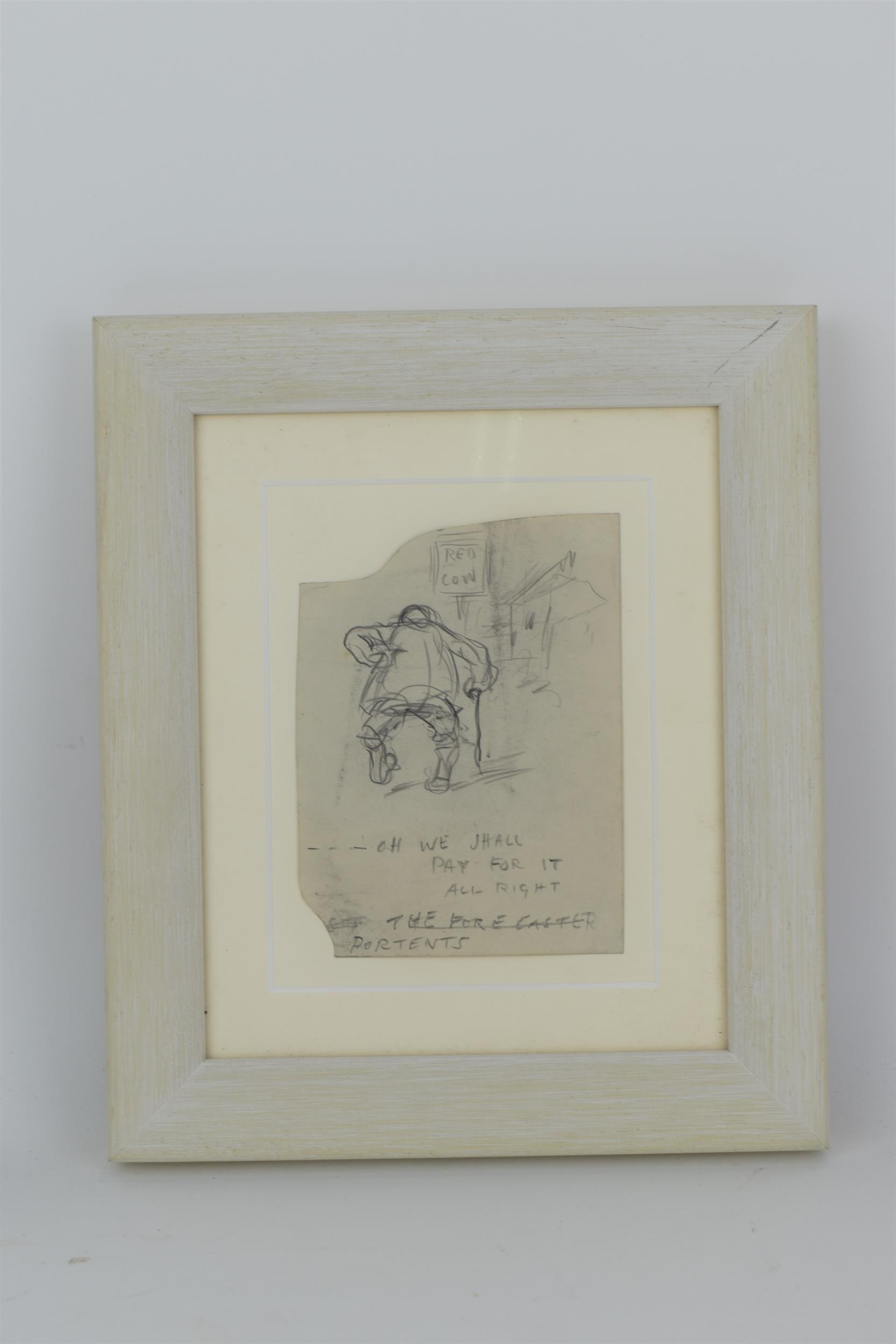 Attributed to Ernest Howard Shepard 1879-1976 - a street scene of an elderly man walking with a - Image 4 of 5