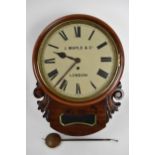 An early Victorian mahogany drop dial wall clock, the 12 inch dial signed 'J.Maple & Co London'