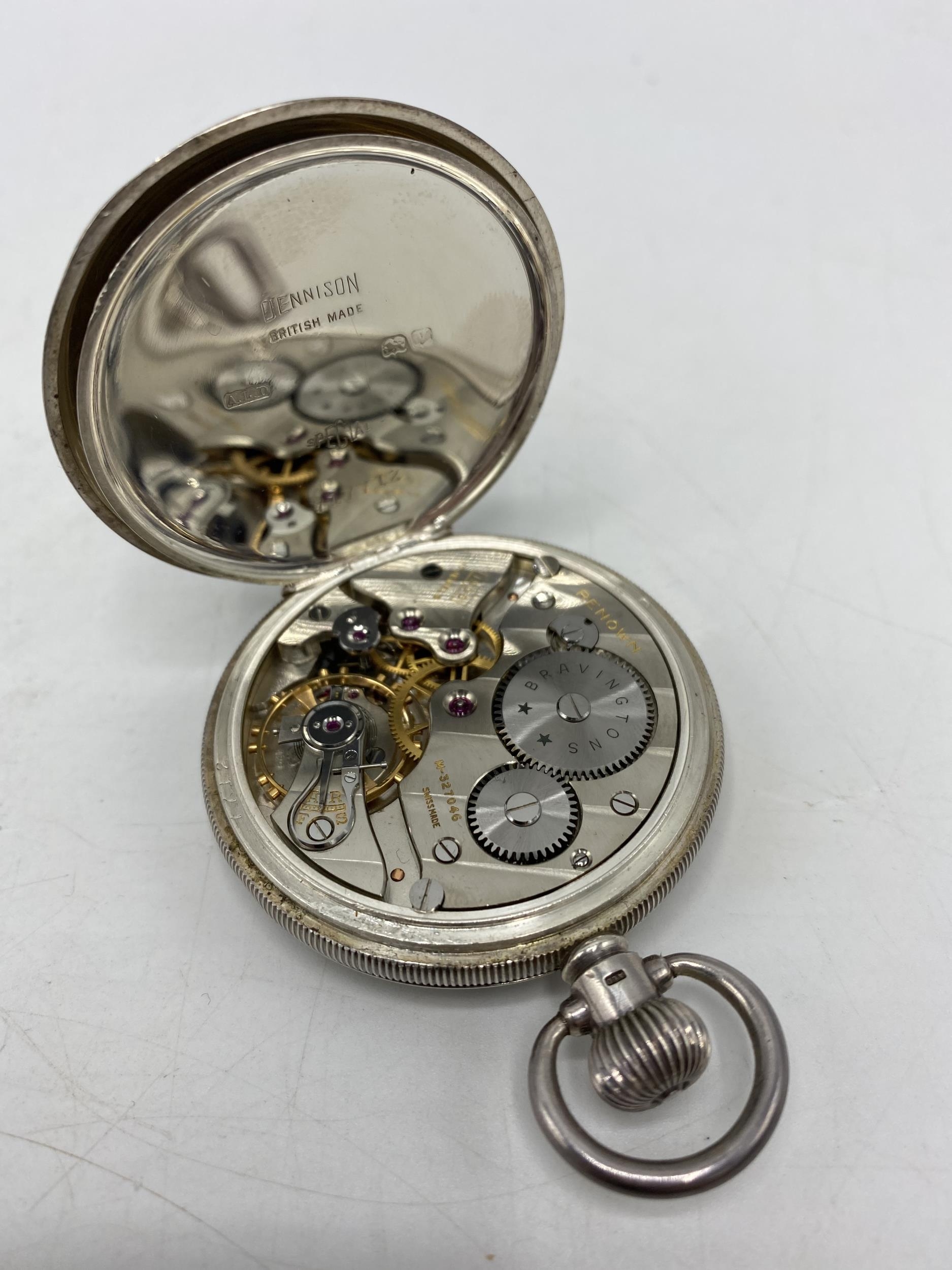 An early 20th century silver open faced keyless wound pocket watch, the white enamel dial signed ' - Image 5 of 6