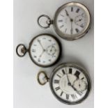 Three pocket watches to include a late 19th century silver Fattorini & Sons watch, early 20th