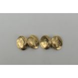 A pair of heavy 9ct gold cufflinks with engraved and initialled MRC panels, Sheffield 1997 by PTP,