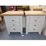 A pair of modern bedside chests of three drawers, 60cm h, 48cm w, 40cm d Location: A2