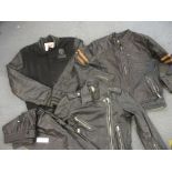 Leather clothing to include an American style Varsity jacket by Franklin Marshall in black size