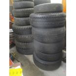 A large selection of tyres and alloys to include a set of Saab alloys, tyres for a Mini, a General M