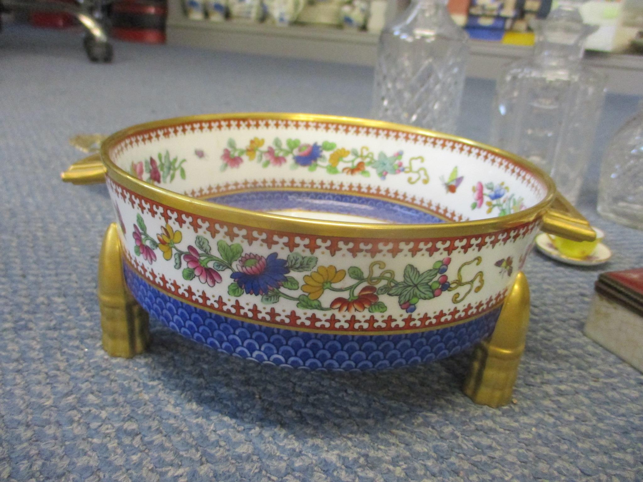 A Spode pedestal centre bowl with an image of an exotic bird to the centre together with continental - Image 3 of 7