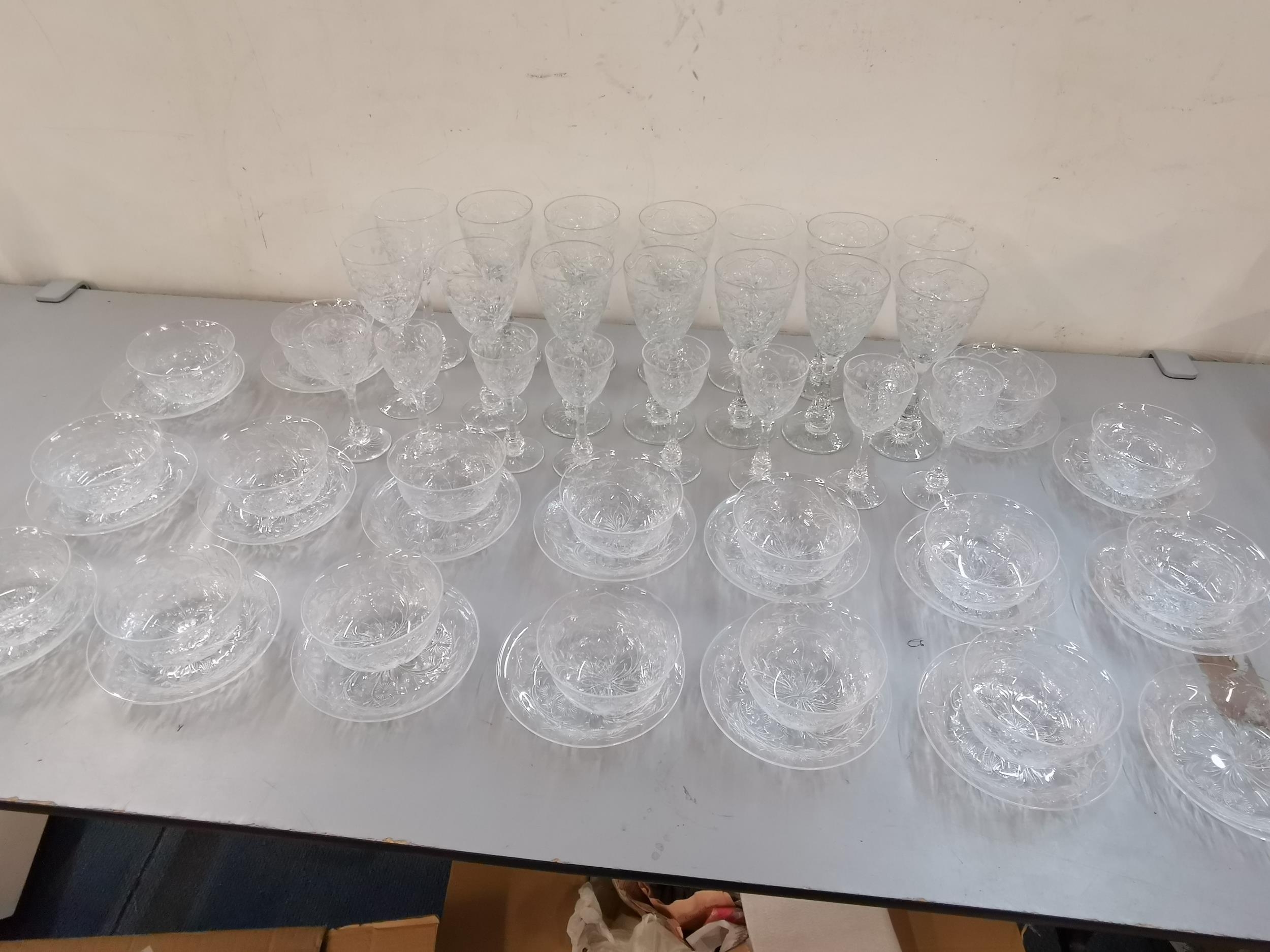 A quantity of Webb Corbert crystal to include a set of 14 goblets, eight matching wine glasses, 17