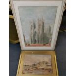 Paul Braddon (1864-1938), watercolour study of a cathedral, signed lower left, 74cm x 53cm, together