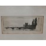 Sir David Young Cameron, RA, RSA (1865-1945), 'Parliament Houses, London, 1890' etching, signed in