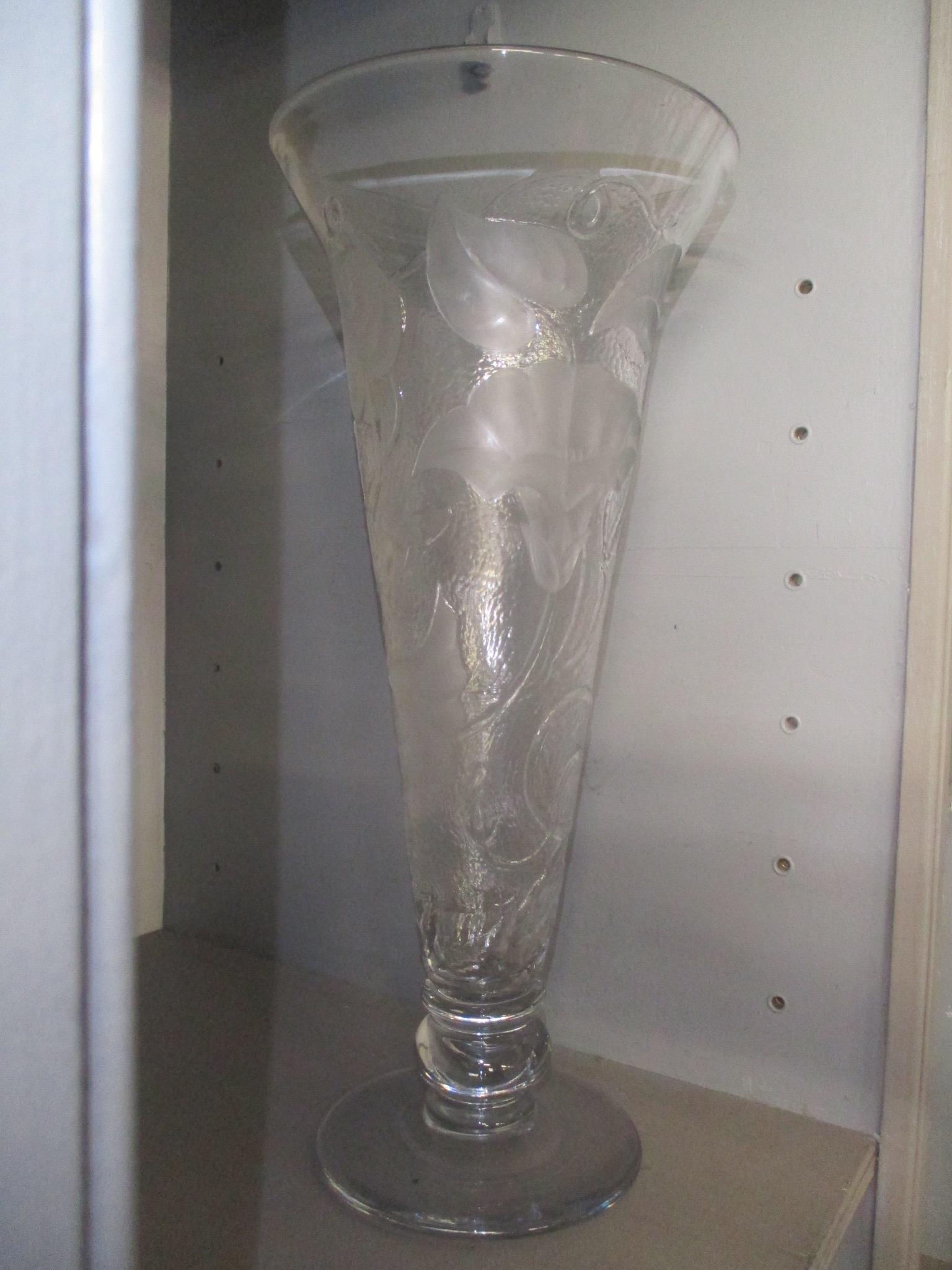 A Steven Piper large floral engraved vase, signed S Piper and dated 2001, 48cm h Location: