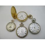 Three old plated pocket watches to include a full hunter and a nickel plated pocket watch Location: