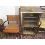 A late 19th century chinoiserie and bamboo cabinet with a coloured, lacquered top, over a glass door