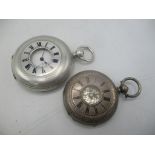 Two Continental silver half hunter pocket watches Location: