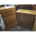 A modern pine chest of two short and three long drawers Location: