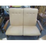 A mid/late 20th century teak framed, two person settee Location: A2