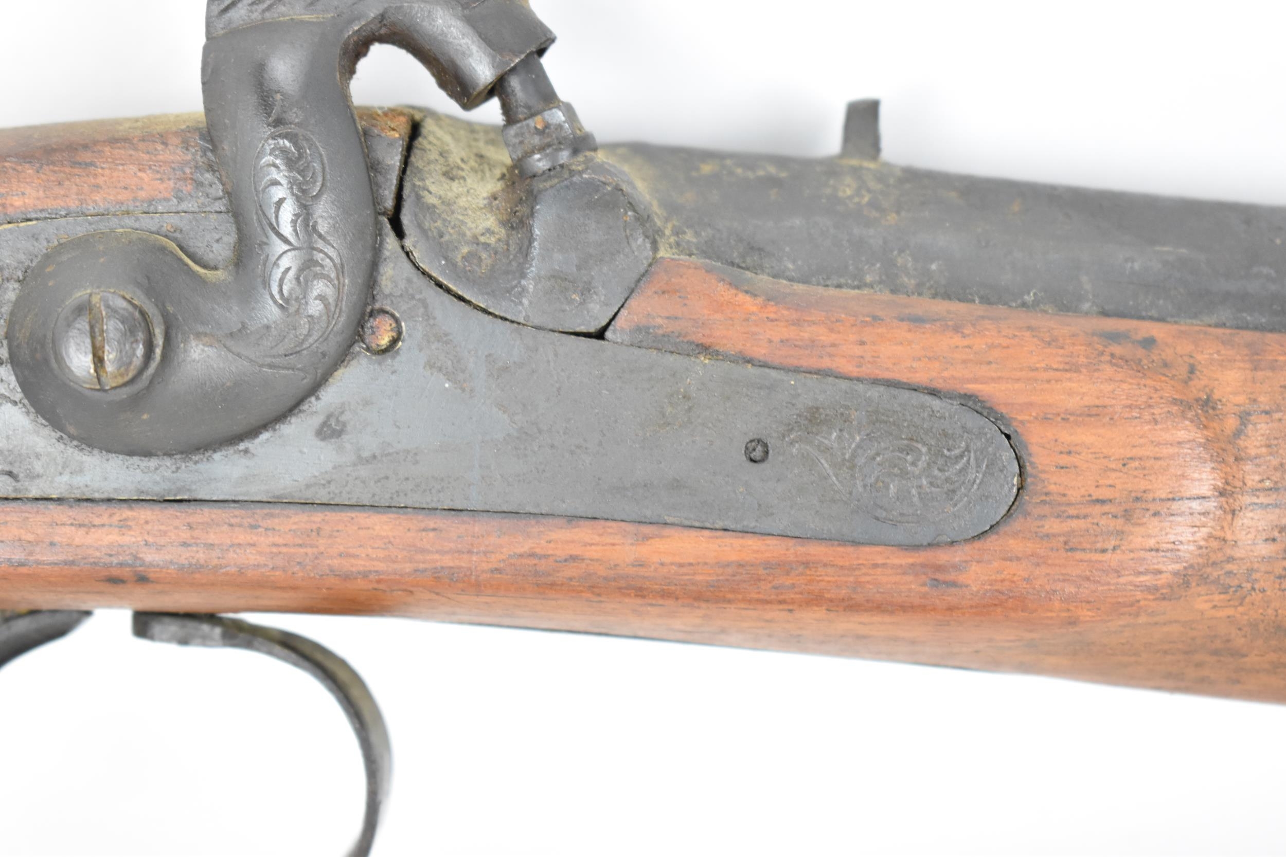 Two Victorian percussion muzzle loading muskets to include one stamped with a crown to left of - Image 18 of 25