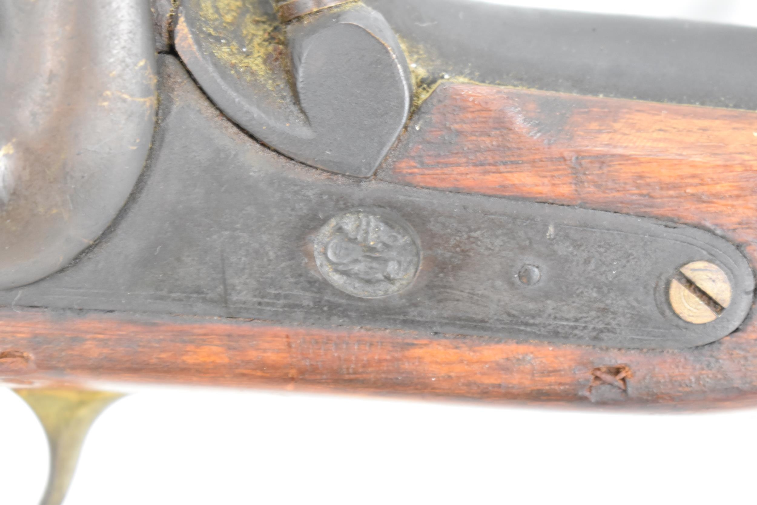 Two Victorian percussion muzzle loading muskets to include one stamped with a crown to left of - Image 4 of 25