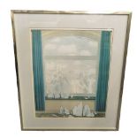 A framed and glazed print of Domain of Arnheim 1949 by Rene Magritte 62cm w x 71.5cm h Location: RWM