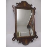 A Georgian mahogany Chippendale style wall hanging mirror, 67.5cm h x 37cm w Location: