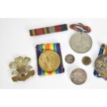 WWI and WWII items to include the British War Medal and Victory Medal both awarded to '241790 Pte. E