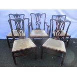 A set of five late 19th century mahogany Chippendale style dining chairs, one a carver Location:
