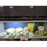 A Grindley Party Time part dinner and tea service, Sylvac fruit bowl, boxed Cloverleaf table mats,