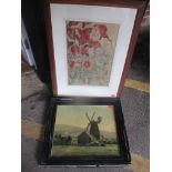 Two pictures to include a 1937 still life watercolour monogrammed G M L Location: