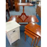 A small quantity of mixed furniture to include a reproduction yew coffee table and a reproduction