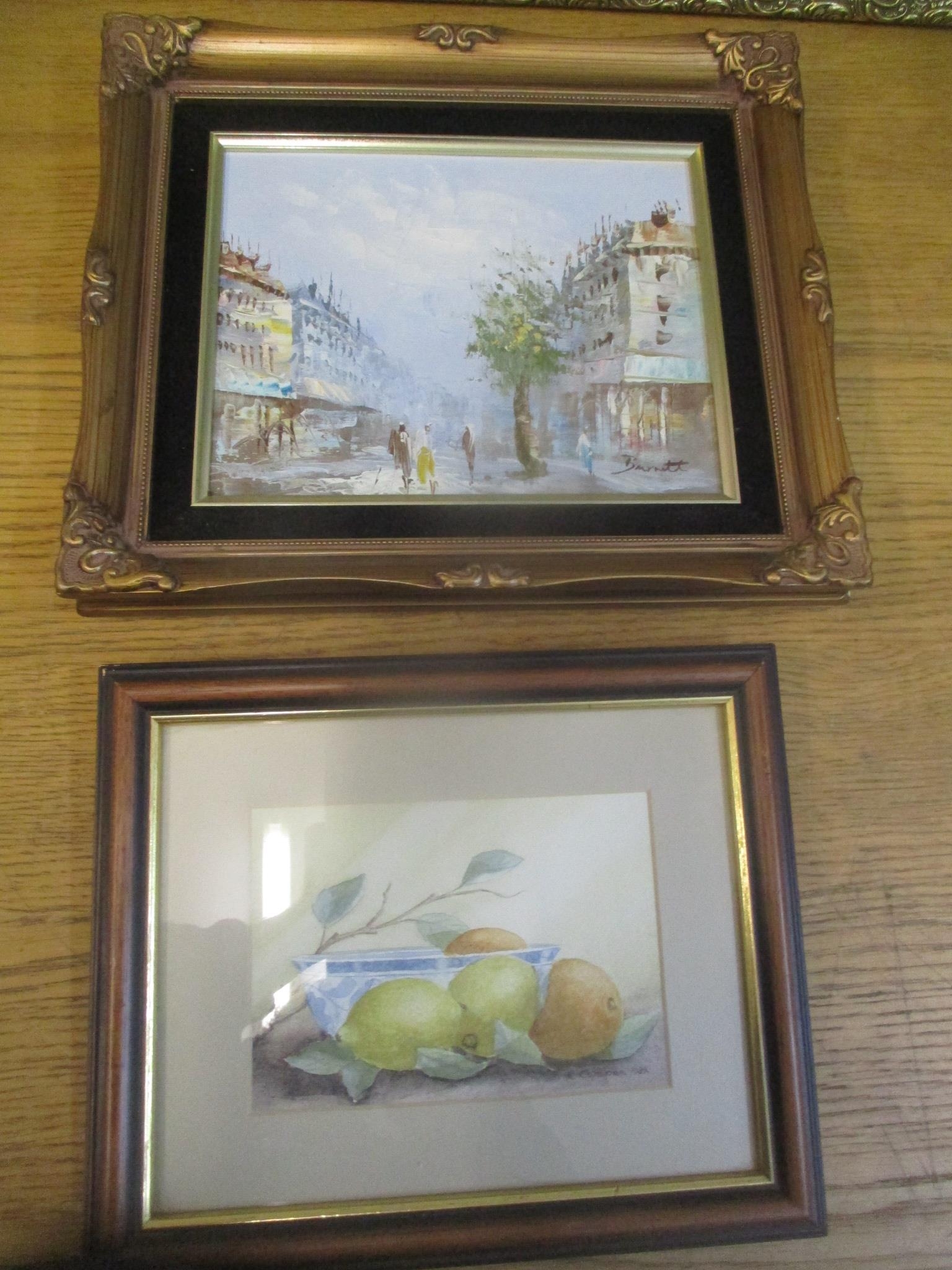 Pictures to include Caroline Burnett - a Parisian street scene, oil on canvas, R Copeman - a still - Image 2 of 2