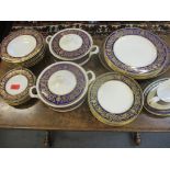 A Royal Worcester Sandringham pattern dinner service comprising six side plates, two tureens, six