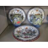 A pair of Doulton cases circa 1880, M. Welsby in the Arts and Crafts style together with four
