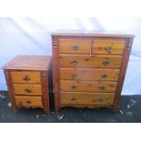 A modern pine chest of two short and four long drawers 113cm h x 93cm 3w, together with a matching