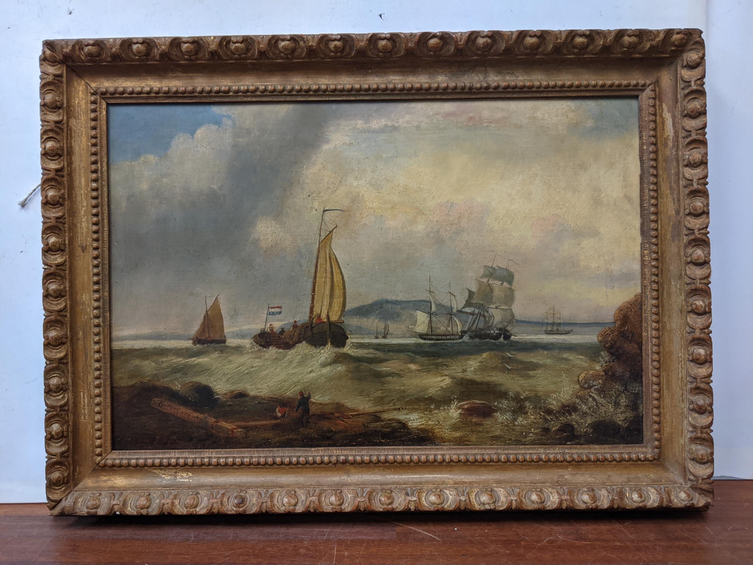 G Mansfield - a coastal scene, oil on canvas signed and dated, 1862 framed Location: G
