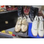 A pair of ladies K&S cream leather ankle boots, UK size 5, as new, a pair of Geox Respira gold