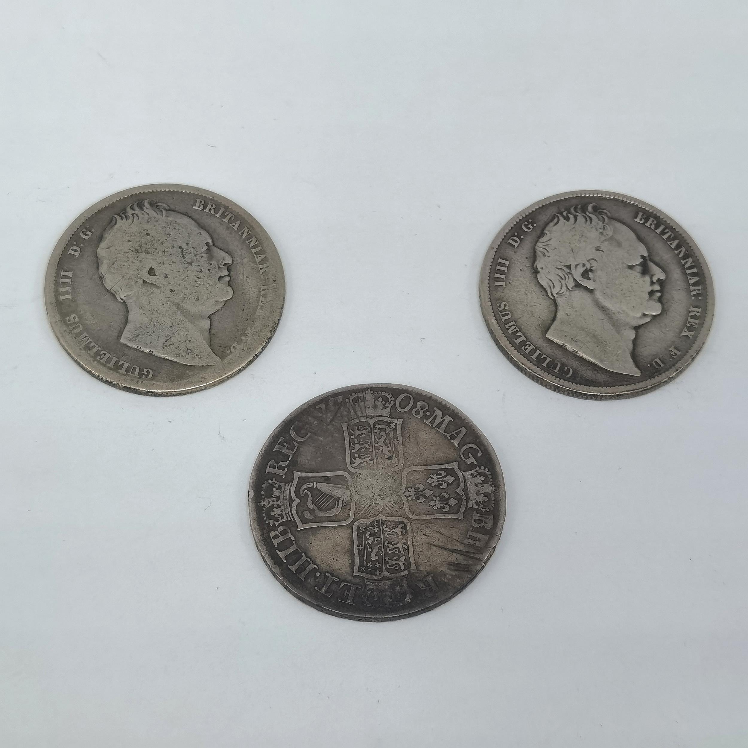 A 1708 Queen Anne 'SEPTIMO' half crown together with William IV 1834 and 1836 half crown Location: - Image 2 of 2