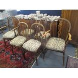 A set of six reproduction oak and elm spindle back dining chairs Location: