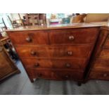 A Victorian mahogany chest of two short over three long drawers 104cm h x 103cm w x 51cm d Location:
