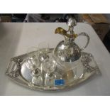 Argentor Werke Rust and Hetzel, an Austrian Art Nouveau silver plated and glass liqueur set with