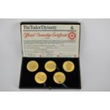 A set of five 22ct gold medallions 'The Tudor Dynasty' collection Danbury Mint dated 6 July 1971