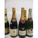Six mixed bottles to include Champagne, Bollinger, Taittinger, Veuve Clicquot-Ponsardin