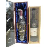 A cased bottle of 1957 Krohn port and a cased bottle of Taylors 10 year old Tawny port