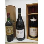 One cased bottle of 2001 Domaine Fabrice Mousset Chateauneuf-du-pape, 75cl and one cased bottle of