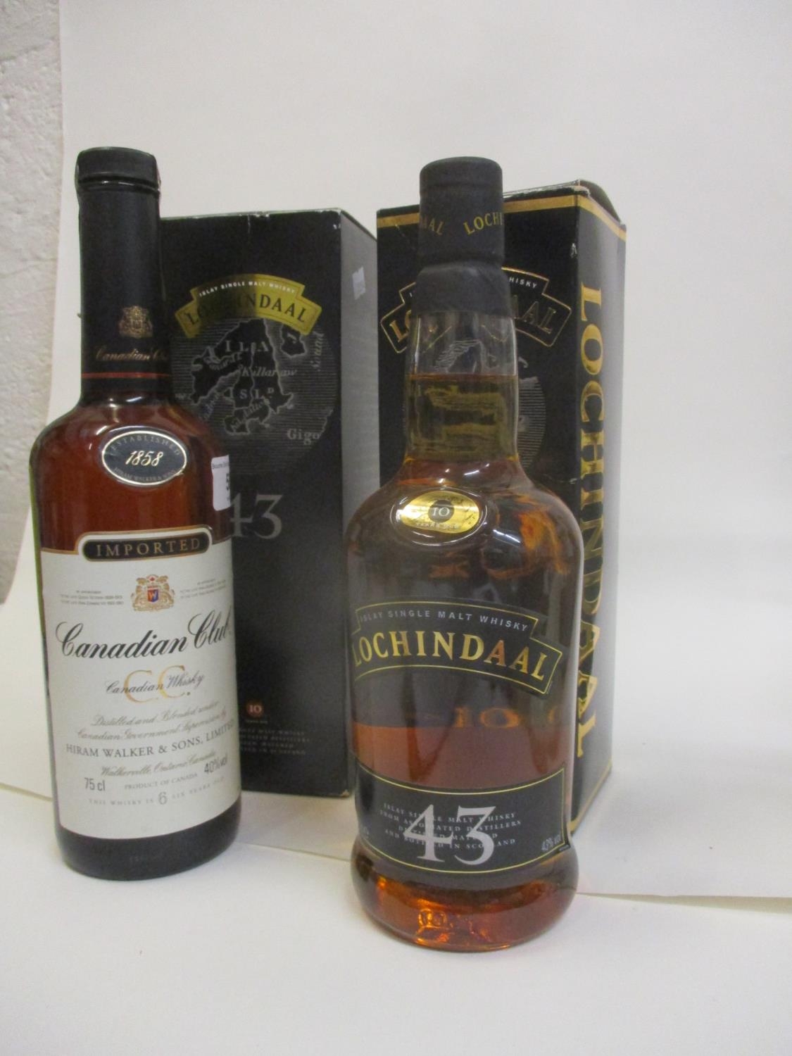 One bottle of Canadian Club whisky, 75cl, two bottles of Lochindaal - Image 4 of 4