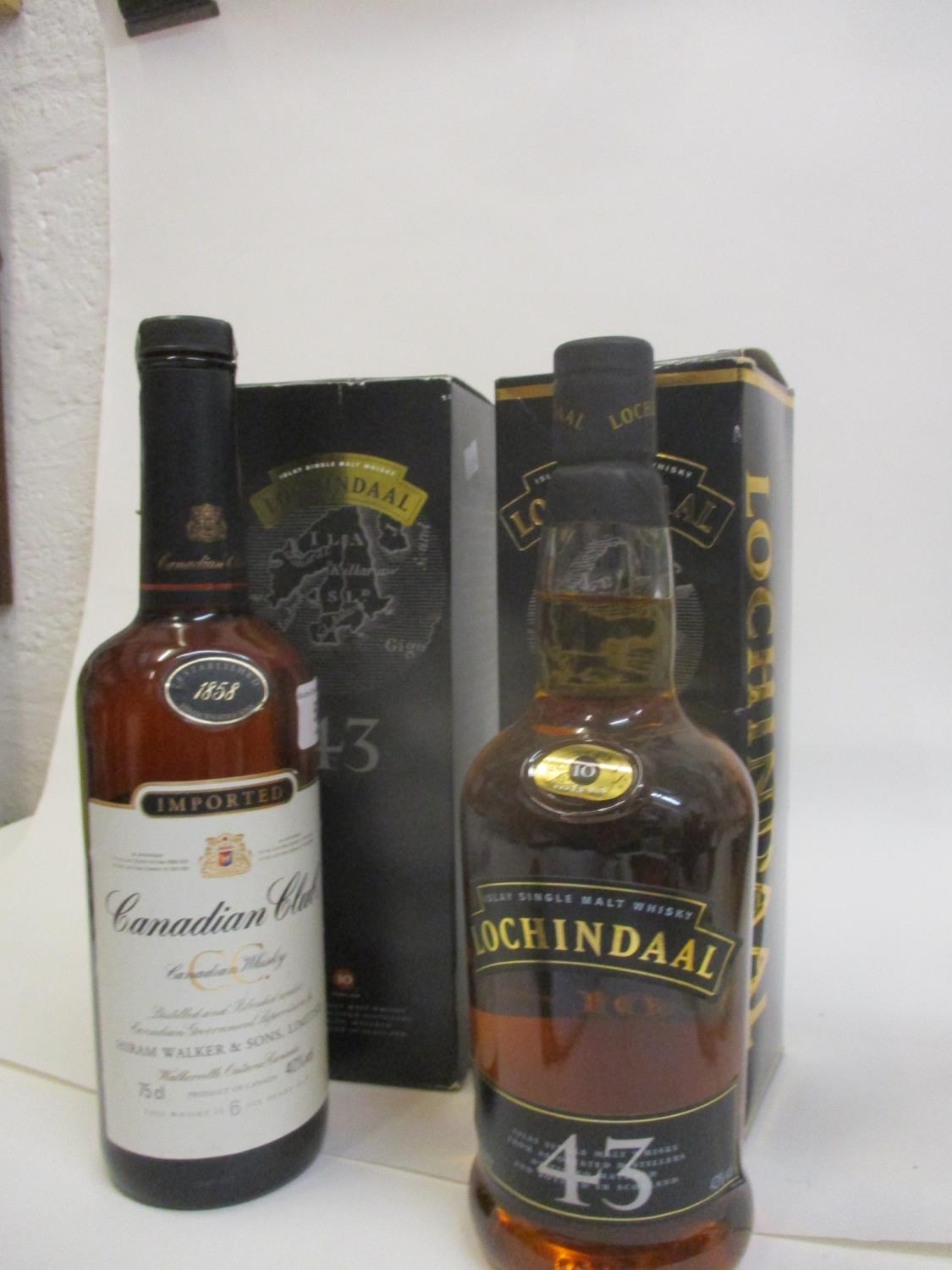 One bottle of Canadian Club whisky, 75cl, two bottles of Lochindaal - Image 3 of 4